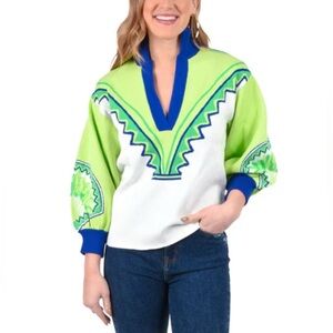 Emily McCarthy Sweater Women’s Small Lolli Sweater in Deco Palm Lime Green